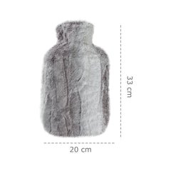 2 Litre Long Hot Water Bottle with Rabbit Fur Cover