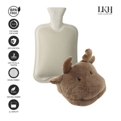 2 Litre Hot Water Bottle with Slipper Sherpa Cover