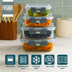 4PK Glass Container With Lid