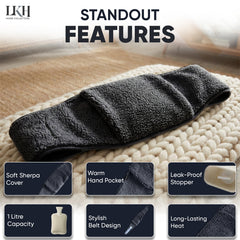 1 Litre Hot Water Bottle with Sherpa Cover