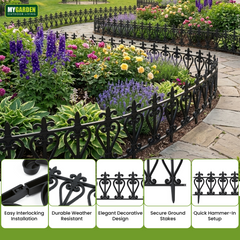 4PK Garden Fence Black