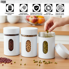 3PK Glass Storage Container White