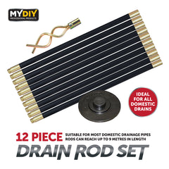 12 Piece Drain Rod Set
