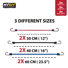 6-Pack Strong Bungee Cords for Securing