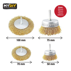 4 Piece Wire Brush Drill Attachment Set for Cleaning and Polishing