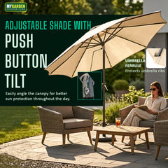 Market Umbrella with Easy Crank Lift Cream