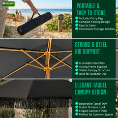 Market Umbrella with Tassels Grey