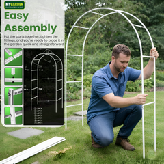 Garden Arch + Ground Stake White