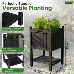 Wooden Square Planter 2-Layer Grey
