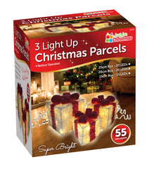 3 Light-Up Christmas Parcels