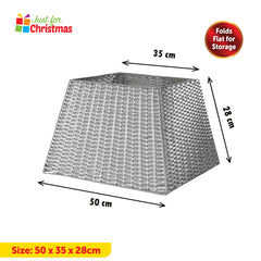 Collapsible Faux Rattan Christmas Tree Skirt