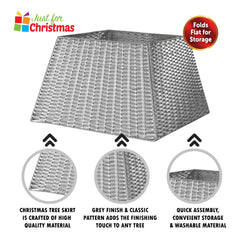 Collapsible Faux Rattan Christmas Tree Skirt