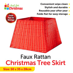 Collapsible Faux Rattan Christmas Tree Skirt