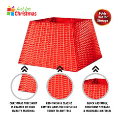 Collapsible Faux Rattan Christmas Tree Skirt