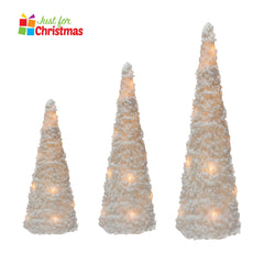 3 LED Light-Up Glitter Tree Cones