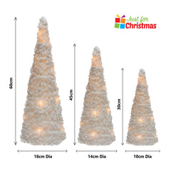 3 LED Light-Up Glitter Tree Cones