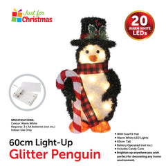 60cm Light-Up Glitter Penguin