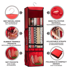 Christmas Gift Wrap Storage with Hanging Hook