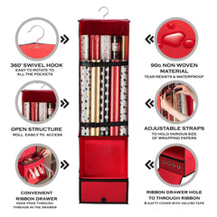Christmas Gift Wrap and Ribbon Storage with Hanger