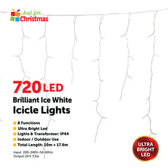 720 LED Brilliant Ice Whitle Icicle Lights