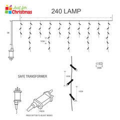 240 LED Brilliant Ice White Icicle Lights