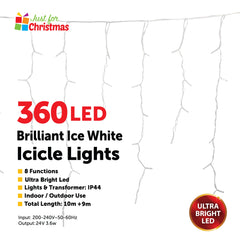 360 LED Brilliant Ice White Icicle Lights