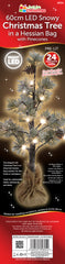 60cm LED Snowy Christmas Tree in Hessian Bag with Pine Cones