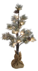 60cm LED Snowy Christmas Tree in Hessian Bag with Pine Cones