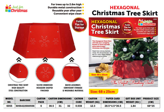 Hexagon Metal Tree Skirt Red