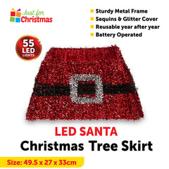 Collapsible LED Santa Christmas Tree Skirt