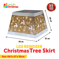 LED Reindeer Christmas Tree Skirt