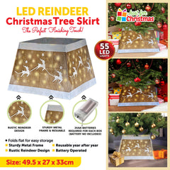 LED Reindeer Christmas Tree Skirt