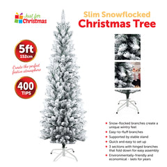 Slim Snowflocked Christmas Tree