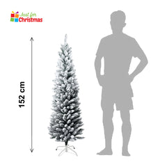 Slim Snowflocked Christmas Tree