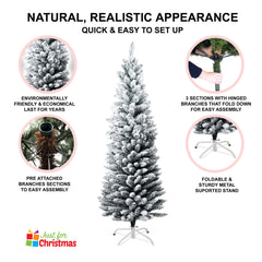 Slim Snowflocked Christmas Tree