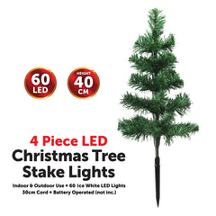 4 Piece LED Christmas Tree Stake Lights