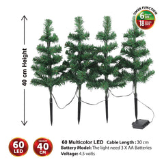 4 Piece Multicolour LED Christmas Tree Stake Lights