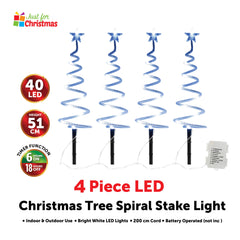 4 Piece LED Christmas Tree Spiral Stake Light