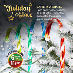 4 Piece LED Multicolour Candy Cane Lights