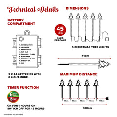 5 Piece LED Christmas Tree Lights