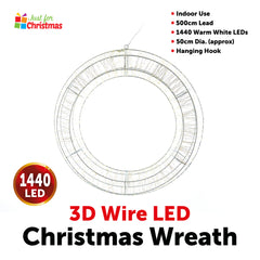 3D Wire LED Christmas Wreath