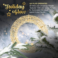 3D Wire LED Christmas Wreath