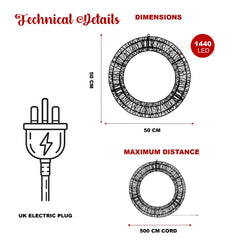3D Wire LED Christmas Wreath