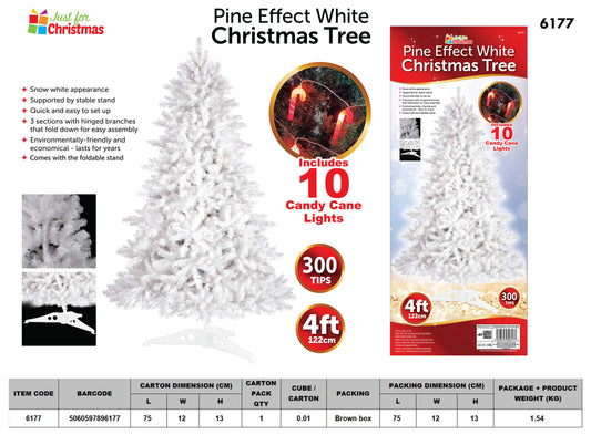 4ft 300TIP Xmas Tree 6cmx7mmThickness White Plastic Stand