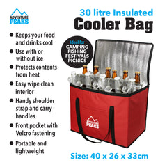 30 Litre Insulated Cooler Bag for Picnic and Travel