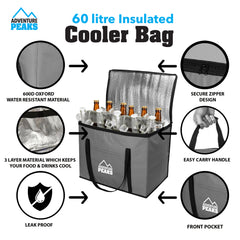 60 Litre Insulated Cooler Bag for Picnic and Travel