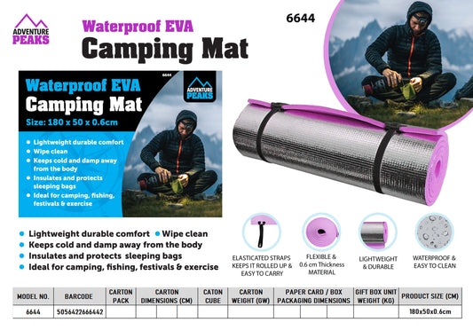 Camping Mat 180*50*0.6 Pink + Silver Foil
