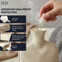 Hot Water Bottle-Long + Cover+Pocket+Strap