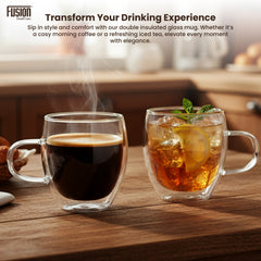2PK 250ml Double Wall Mug + Handle