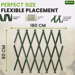 3PK Wooden Trellis Green 180*60cm
